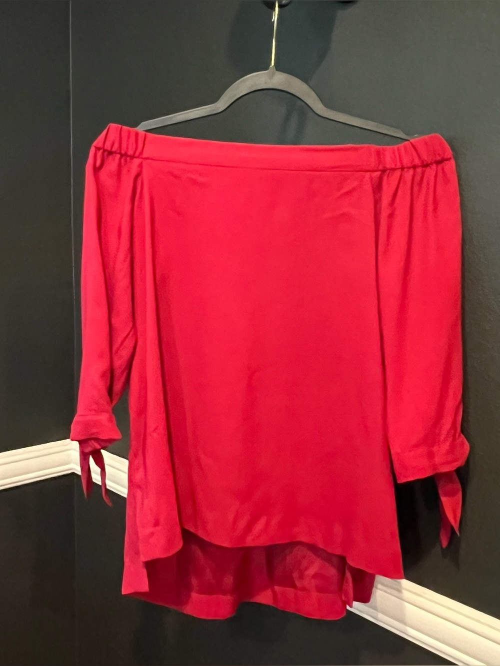 Loft Women’s Red Off The Shoulder 3/4 Sleeve Peasant Blouse Size XSP